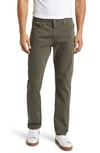 Ag Everett Sueded Stretch Sateen Straight Fit Pants In Forest Moss