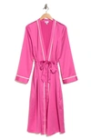 Nordstrom Rack Satin Midi Robe In Pink Phlox