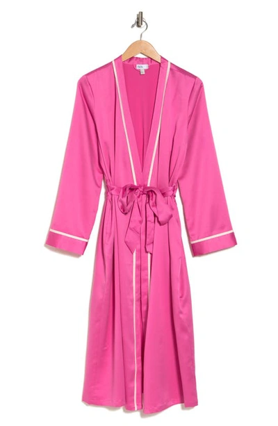 Nordstrom Rack Satin Midi Robe In Pink Phlox