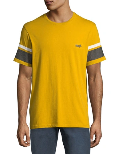 Ovadia & Sons Men's Striped-sleeve Graphic T-shirt In Gold