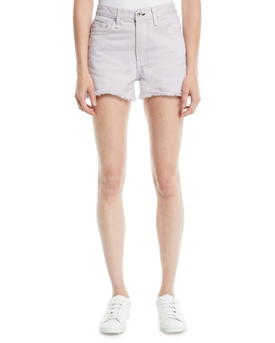 Rag & Bone Frayed Mid-rise Cutoff Shorts In Lilac