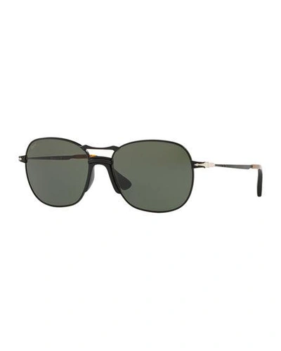 Persol Men's Po2449s Square Aviator Sunglasses W/ Solid Lenses In Black