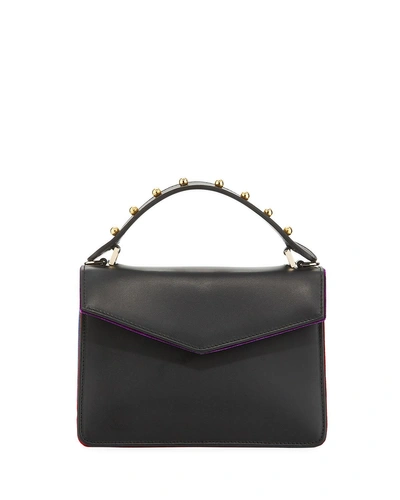Les Petits Joueurs Pixie Mini Leather & Velvet Satchel Bag In Black Pattern