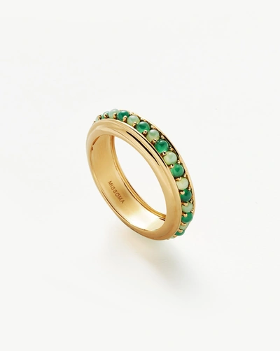 Missoma Hot Rox Gemstone Stacking Ring 18ct Gold Plated Vermeil/green Onyx & Chalcedony Black/gold/green