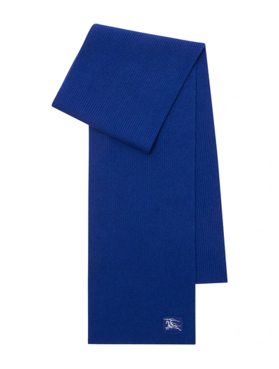 Burberry Cashmere Scarf With Ekd In Blue