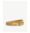 Gucci G-buckle Skinny Suede Belt In Cognac