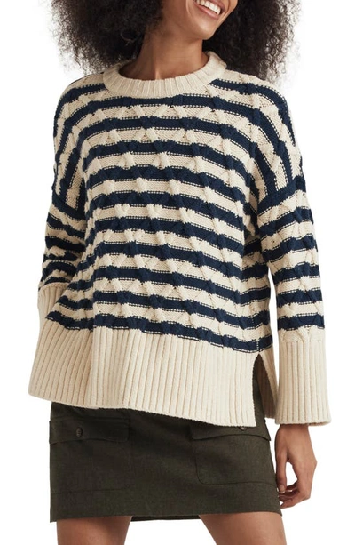 Madewell Yasmin Stripe Lattice Stitch Sweater In Ecru Stripe