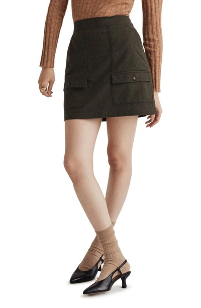 Madewell Wool-blend Cargo Mini Skirt In Green