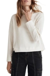 Madewell Relaxed High-low Rib Turtleneck In Antique Cream