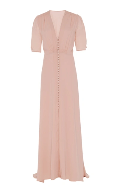 Luisa Beccaria Button Up Maxi Dress In Pink