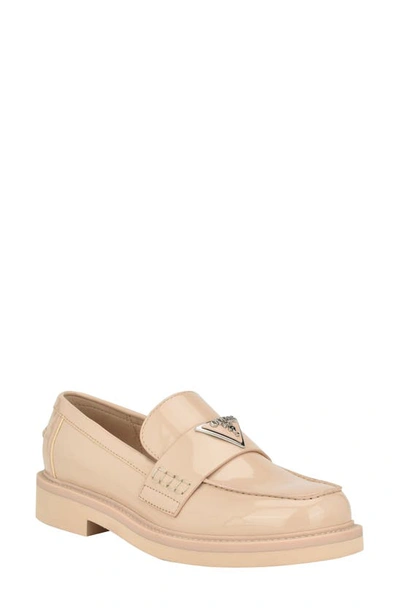 Guess Shatha Loafer In Light Natural- Faux Patent Leather