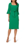 Adrianna Papell Tie Front Sheath Dress In Vividgreen