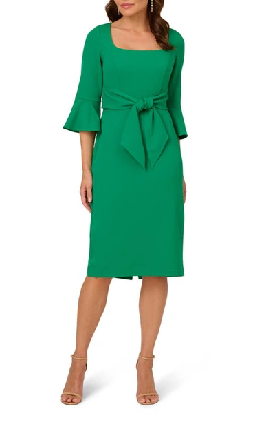 Adrianna Papell Tie Front Sheath Dress In Vividgreen