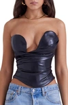 House Of Cb Saffira Faux Leather Corset In Black