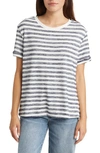 Caslon Ease Stripe Crewneck T-shirt In Navy- White Charm Stripe