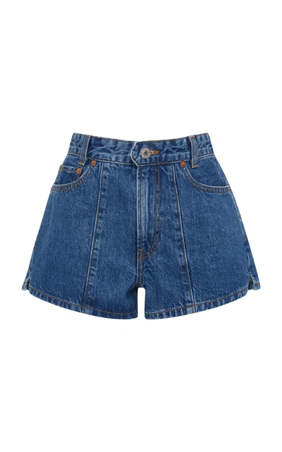 Solid & Striped + Re/done Venice Pintucked Denim Shorts In Medium Wash
