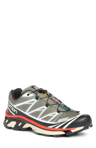Salomon Gender Inclusive Xt-6 Adv Sneaker In Pewter/ Black/ Aurora Red