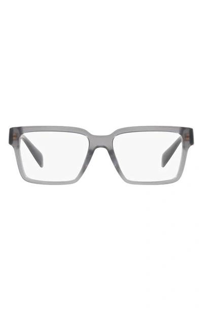 Versace 55mm Rectangular Optical Glasses In Opal Grey