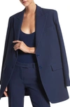 Michael Kors Double Face Crepe Boyfriend Blazer In Navy