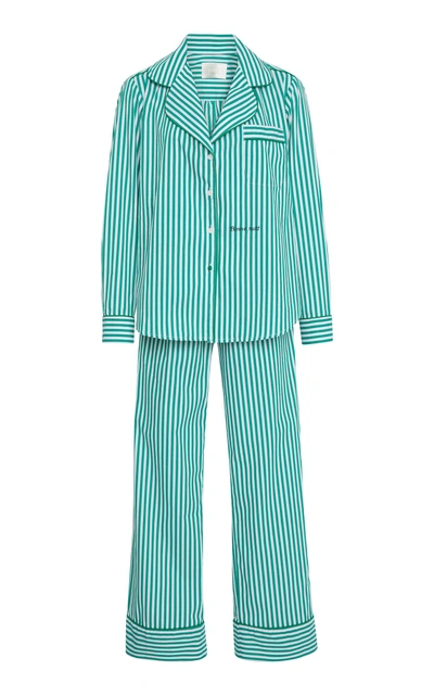 Piu Lifestyle Custom The Daniella Long Cotton Pajama Set In Stripe