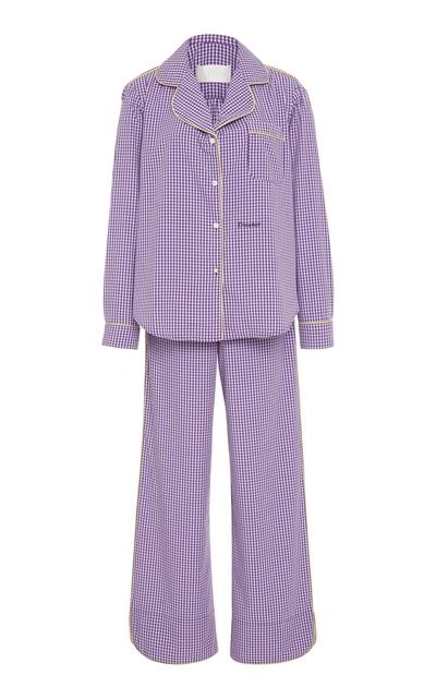 Piu Lifestyle Custom The Daniella Long Cotton Pajama Set In Plaid