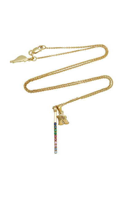 Amandina M'onogram Letter Charm With Rainbow Bar Necklace In Gold