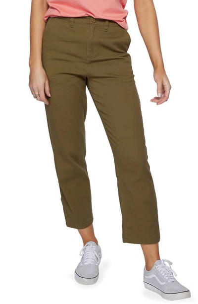 O'neill High Waist Cotton Chino Pants In Olive