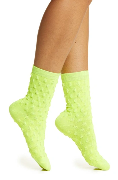 High Heel Jungle Dot Texture Crew Socks In Lime