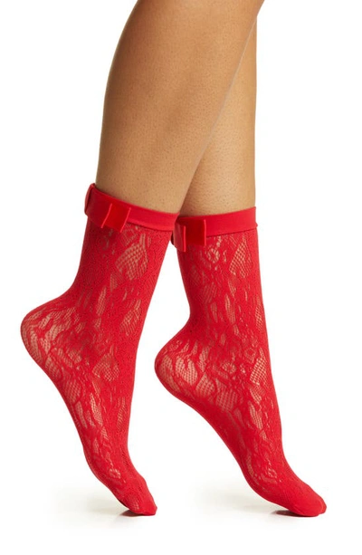 High Heel Jungle Coco Lace Socks In Red