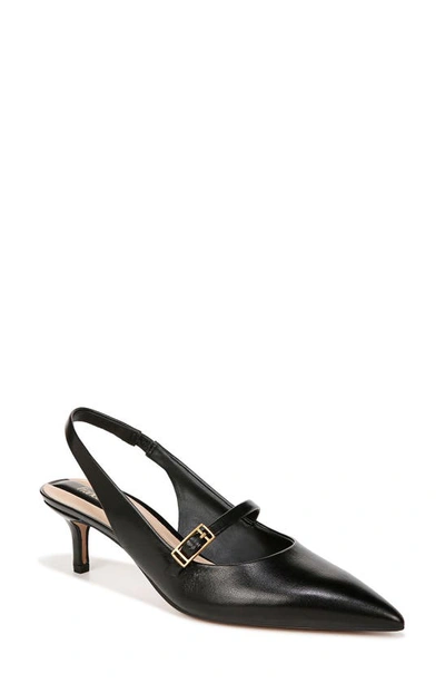 Franco Sarto Khloe Slingback Pointed Toe Pump In Black Leather