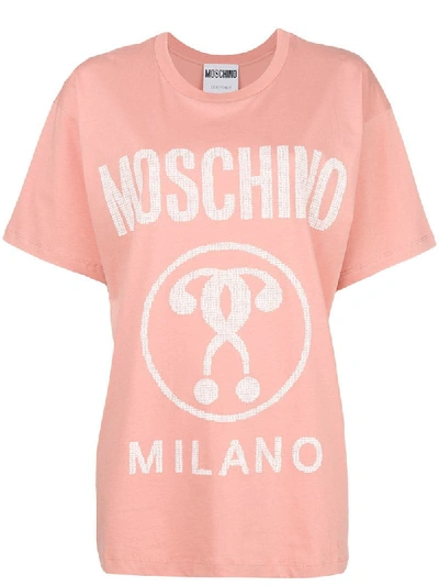 Moschino Question Mark Logo T-shirt In Pink