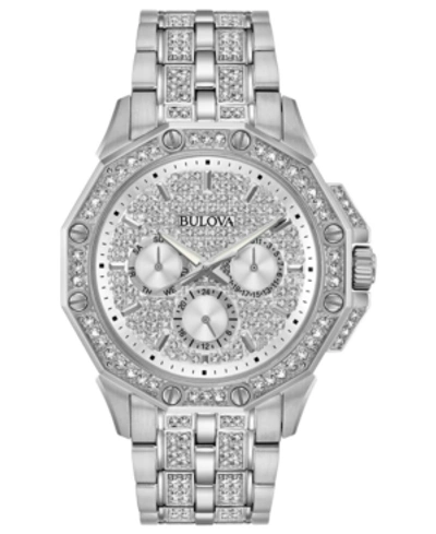 Bulova Men's Stainless Steel & Crystal-accent Bracelet Watch 41.5mm In Silver