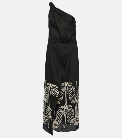 Johanna Ortiz Women's Waterfall Meditation Linen Ankle-length Dress In Black