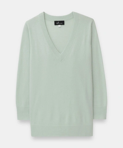 Naadam Cashmere Relaxed V-neck Tunic Sweater In Mint