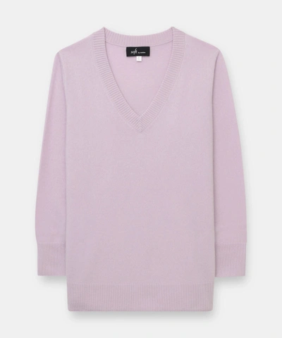 Naadam Cashmere Relaxed V-neck Tunic Sweater In Lavender