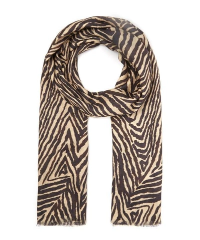Lily And Lionel Zebra Silk Scarf In Grey