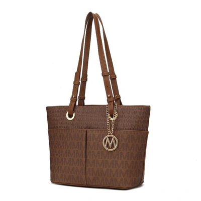 Mkf Collection By Mia K Lori M Logo Printed Vegan Leather Women's Tote Handbag In Multi