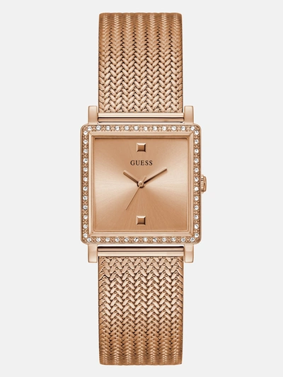 Guess Factory Rose Gold-tone Mesh Analog Watch In Multi