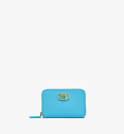Mcm Mode Travia Zip Around Wallet In Spanish Leather In Blue