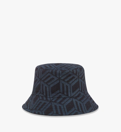 Mcm Bucket Hat In Cubic Monogram Denim Jacquard In Blue