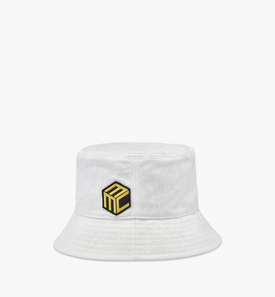 Mcm Bucket Hat In Cubic Monogram Denim Jacquard In White
