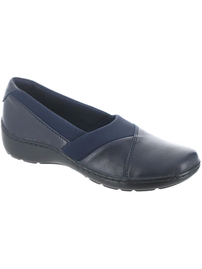 Clarks Cora Charm Womens Leather Slip On Loafers In Blue