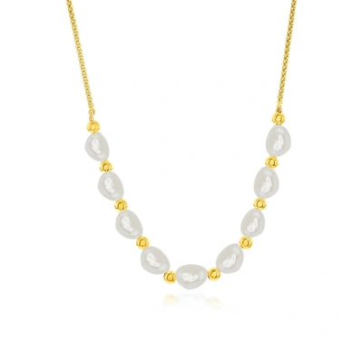 Simona Sterling Silver Or Gold Plated Over Sterling Silver Freshwater Pearl Bead Necklace