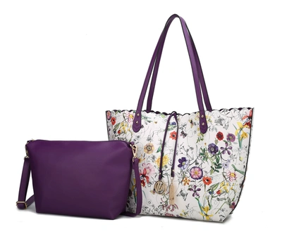 Mkf Collection By Mia K Danielle Reversible Shopper Tote Bag Crossbody Pouch In Purple