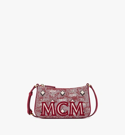 Mcm Aren Shoulder Bag In Vintage Monogram Jacquard In Pink