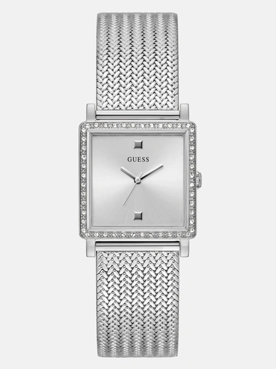 Guess Factory Silver-tone Mesh Analog Watch In Multi