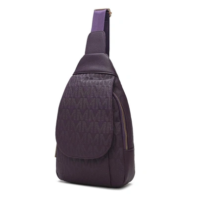 Mkf Collection By Mia K Cleisy M Logo Embossed Vegan Leather Women's Sling Bag In Purple