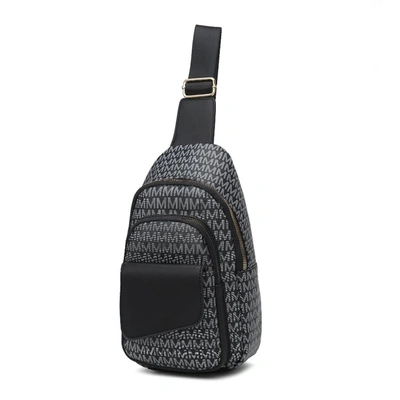 Mkf Collection By Mia K Kace M Logo Printed Vegan Leather Women's Sling Bag In Black