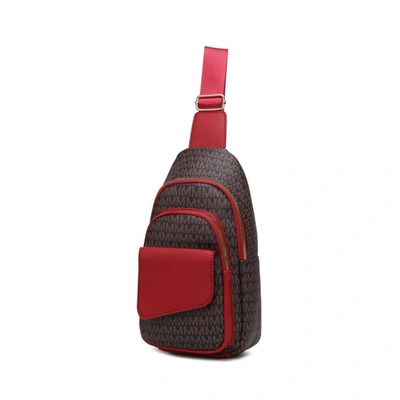 Mkf Collection By Mia K Kace M Logo Printed Vegan Leather Women's Sling Bag In Red