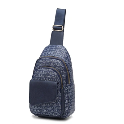 Mkf Collection By Mia K Kace M Logo Printed Vegan Leather Women's Sling Bag In Blue